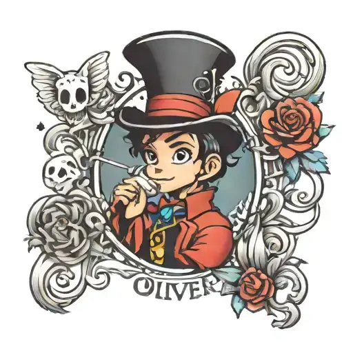 A Disney Theme Tattoo With The Name Oliver