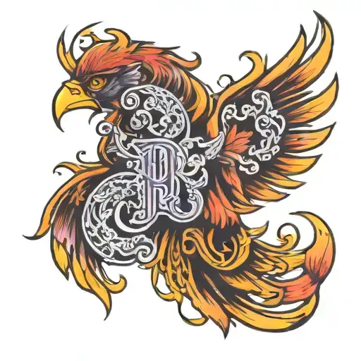 Phoenix With The Letters Rncly Embeded Withing