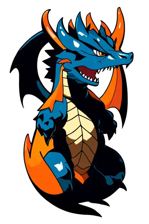 Charazard Nidoking Fusion Tattoo Design