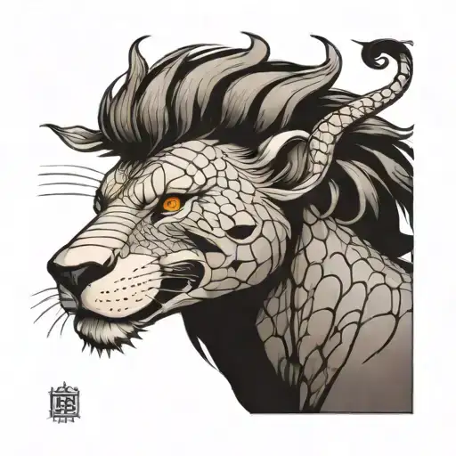 Lion And Crocodile Tattoo Including