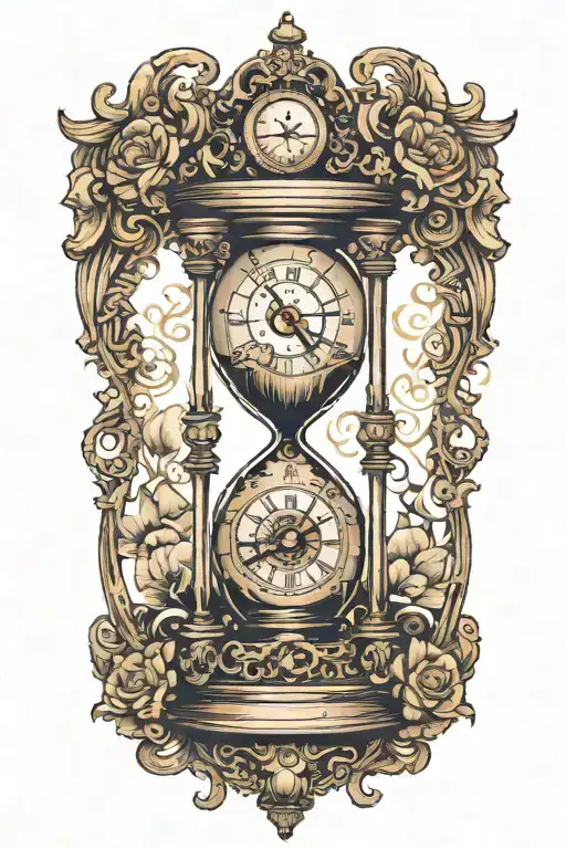 Hourglass With Steampunk Clock Surrounded
