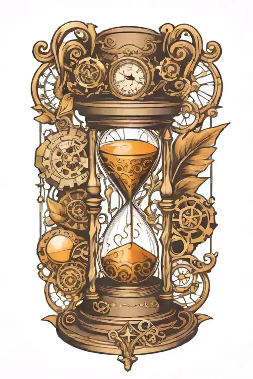 Hourglass With Steampunk Clock Surrounded