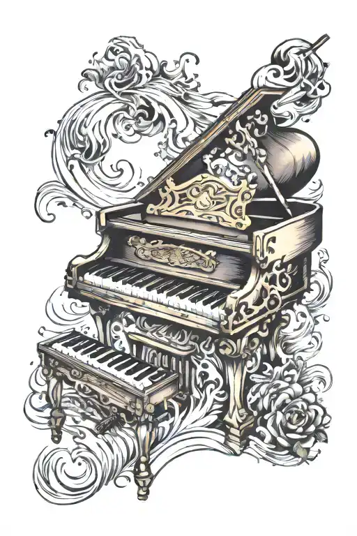 Grand Piano Keyboard In A Treasure Chest Underwater