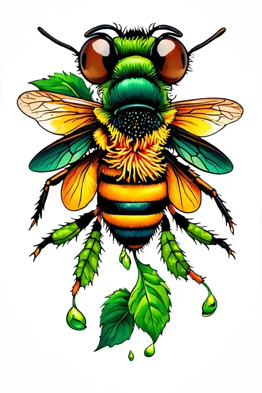 Gumamela With Green Bee Collecting Nectar