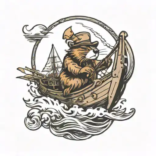 Beaver Driving Ship