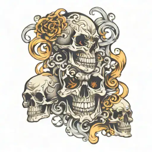 Skulls And Smoke Swirling Patterns