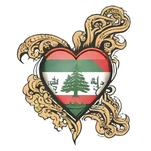 Kufiya Lebanon Flag Palestine Flag Heart Made