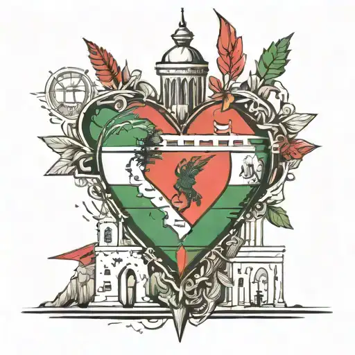 Kufiya Lebanon Flag Palestine Flag Heart Made