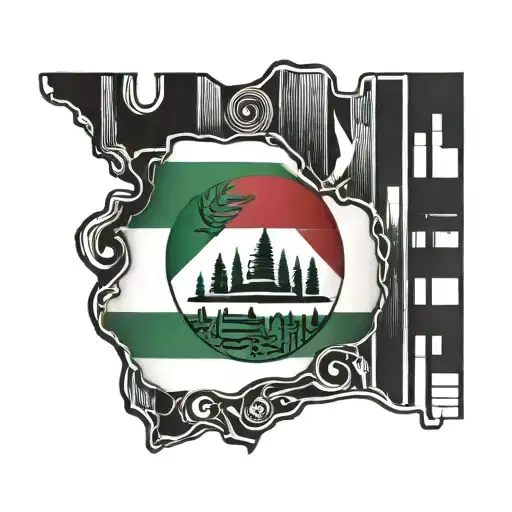 Kufiya Lebanon Flag Palestine Flag Heart Made