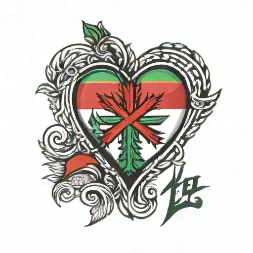 Kufiya With Lebanon Flag Palestine Flag Inside A Heart