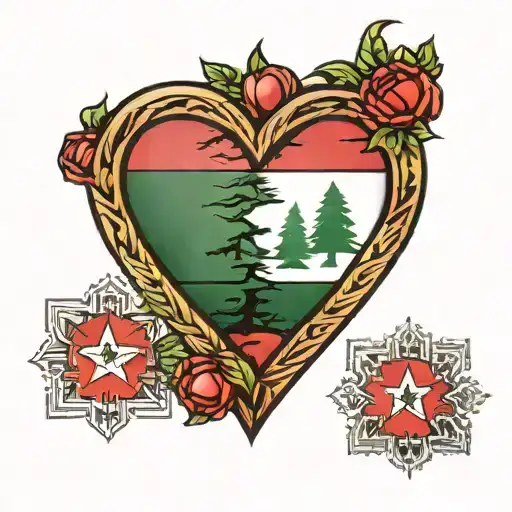 Kufiya With Lebanon Flag Palestine Flag Inside A Heart
