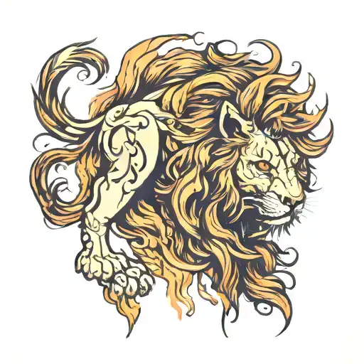 Lion With A Fiery Mane