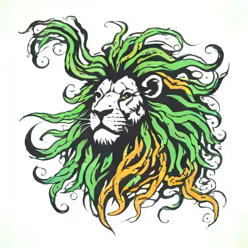 Rasta Lion Dreadlocks Green Smoke Green Fire