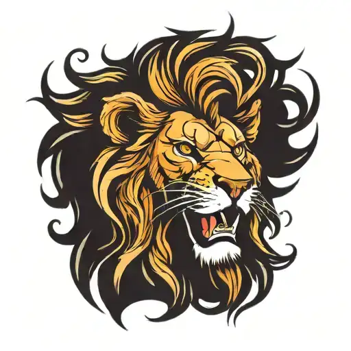 Lion Head With Fiery Mane