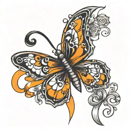 Adhd Butterfly With Orange Ribbon Wrapping