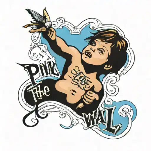 The Writing Baby Blue In The Font From Pink Floyd's Album Cover The Wall
