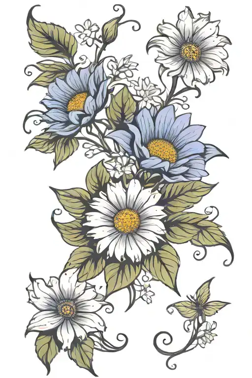 Asters And Morning Glories