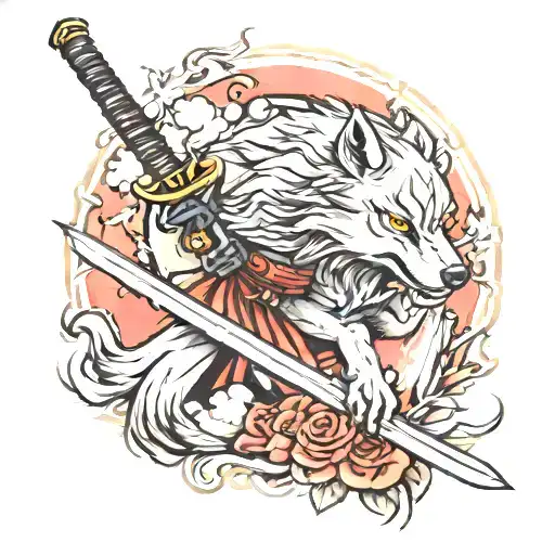 Wolf With Katana Sword