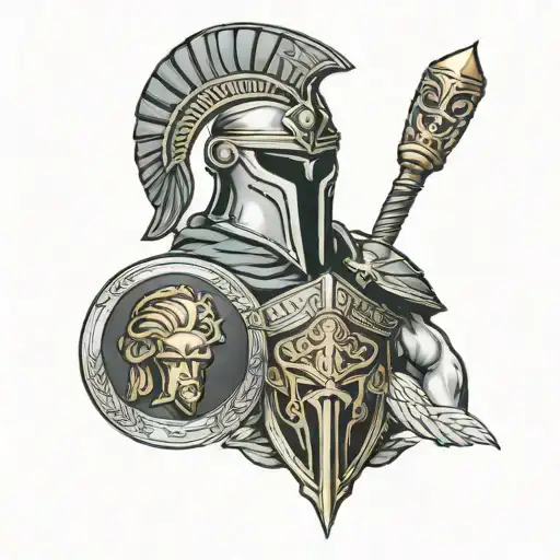 Greek Them With Spartan Helmet And Shield With Greek Change