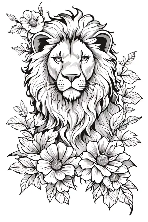 Lion And Flower