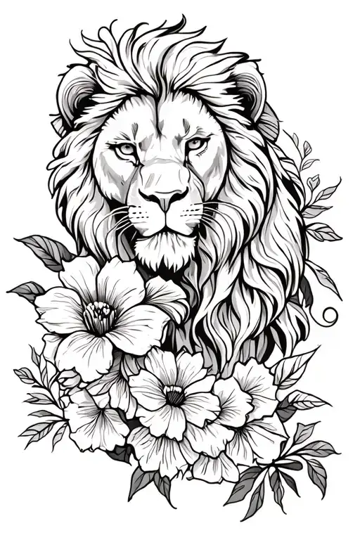 Lion And Flower