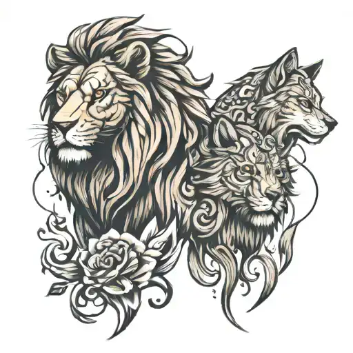 Lion And A Wolf
