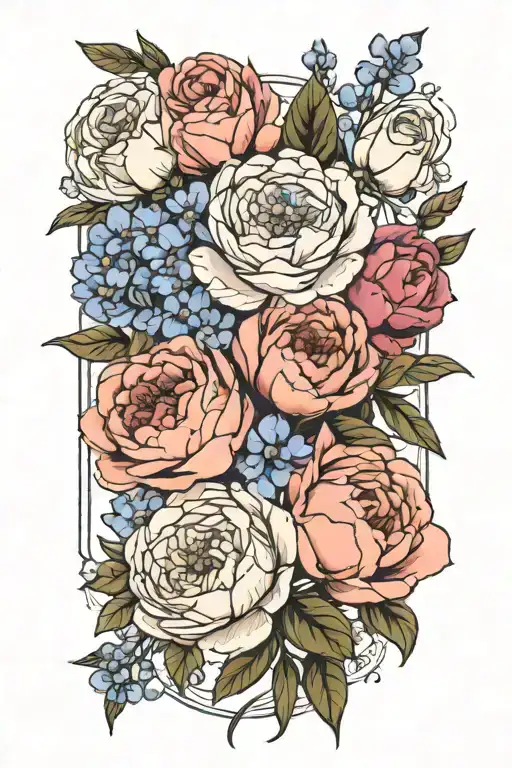 Peonies Roses And Larkspur Flowers Simple Bouquet