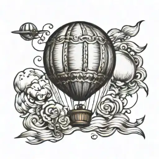 Embroidered Hotair Balloon Flying