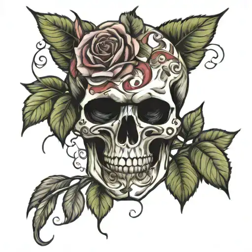 Sugarscull In Rose Bush Tattoo Wrapped Around Someone