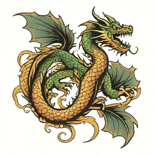 Calm Dragon Tattoo Design