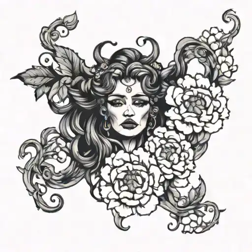 Gorgon In Peonies