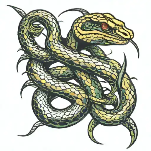 Snake Pierced With Daggers In The Shape Of A Dollar