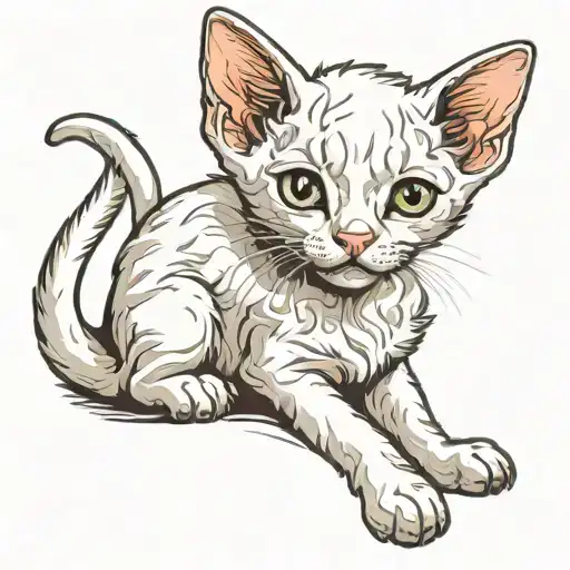 A Little White Kitten Devon Rex