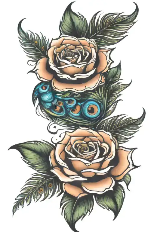 Peacock Feather Roses Wrapped