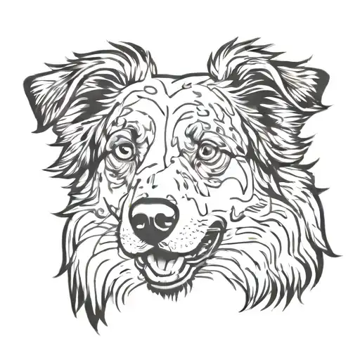 Australian Shepherd Silhouette Formed Black And White