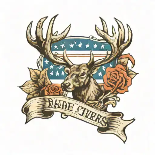Antlers Rifle Flag Waving
