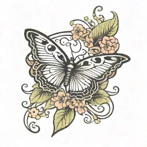 Wrist Band Tattoo With Leaves And Butterflies