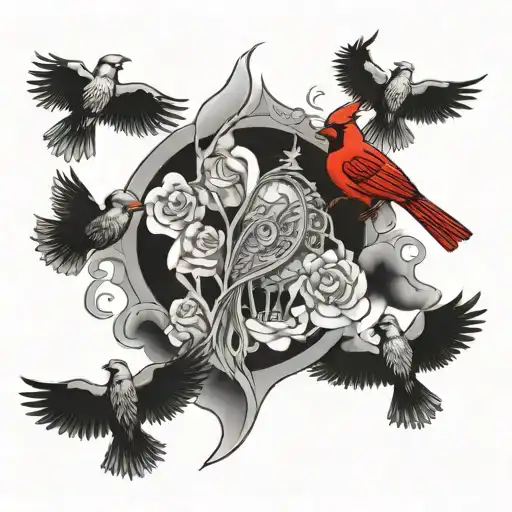 5 Cardinals At Heavens Gates Across Chest