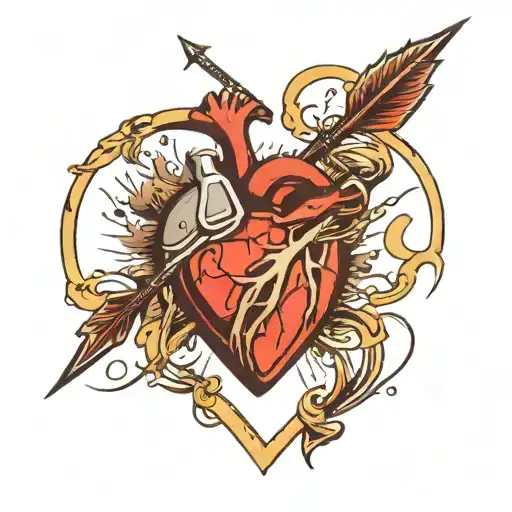 Bow And Arrow Shooting Electricity Into A Heart