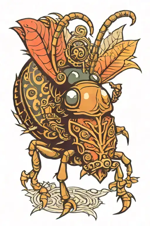 Cute Artistic Cricket Bug With Aries Symbol