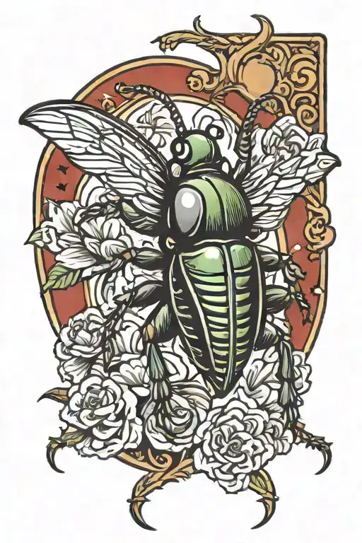 Cute Cricket Bug With Aries Symbol Incorporated