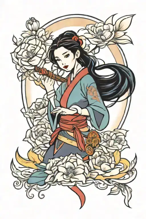 Mulan Disney Style Tattoo Design