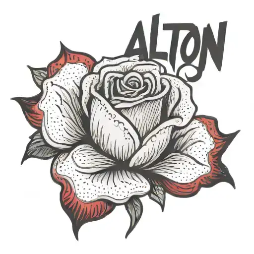 A Rose With The Word Alton Embedded In The Steam