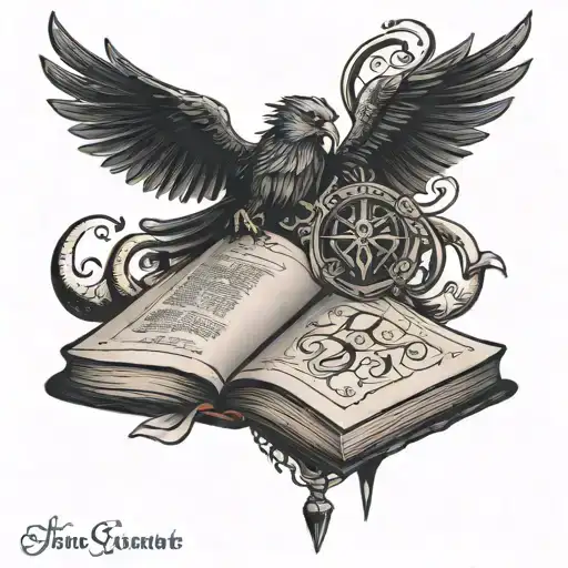 Simple Black Tattoo For 10 Year Anniversary For A Couple That Loves Books And Computer Games