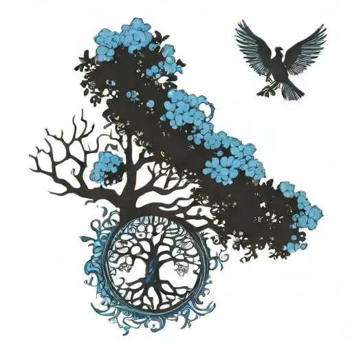 Tree Of Life Simple Black And Blue