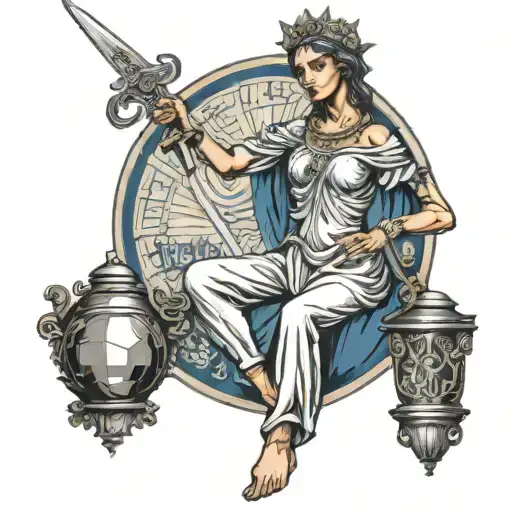 Lady Justice Holding A Dagger And Scales