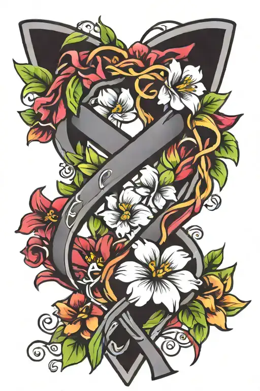 Flowers Hearts Suicidal Awareness Ribbon Intertwined