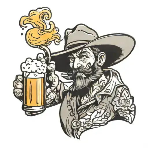 Cowboy Drinking Beer