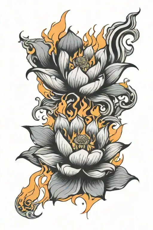 Lotus Flower On Fire Rising