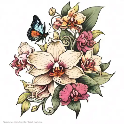 Orchid And Butterfly